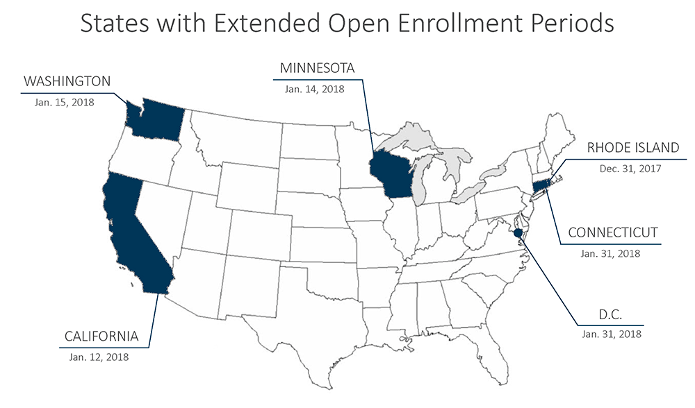 ACA Extended Open Enrollment 2018 States