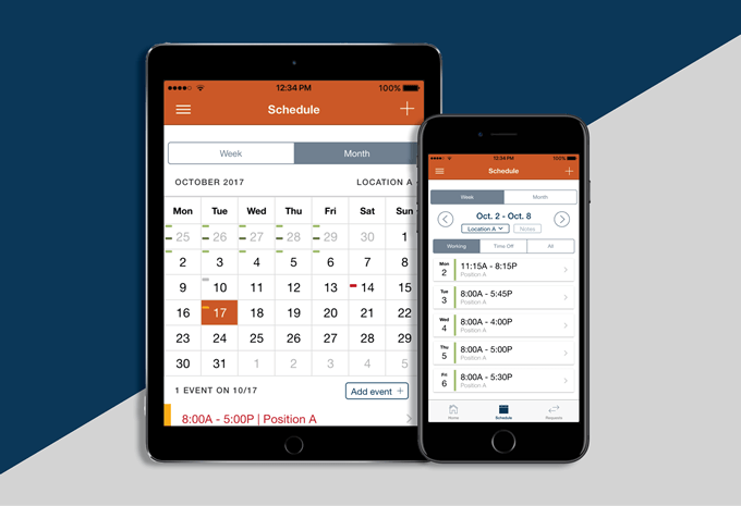 Employee scheduling and mobile time clock apps