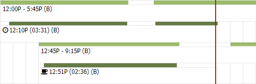 Visible rest and meal breaks in online time clock software.