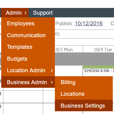 Business Settings Screenshot