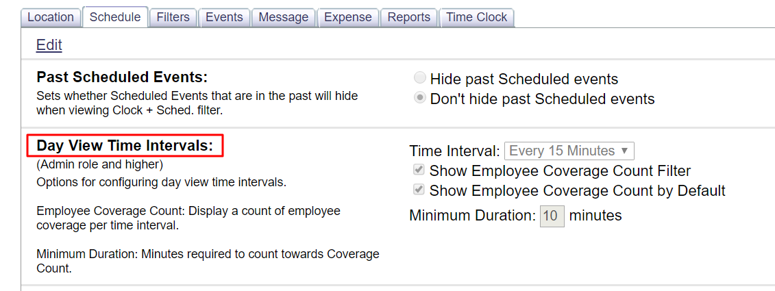 Activation of Day View Time Interval