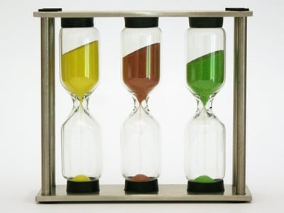 Time displayed as three hour glasses